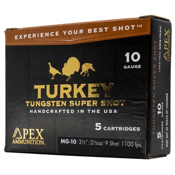 Picture of Apex Ammunition Apex Turkey TSS Shotgun Ammo 10 ga. 3-1/2 in. 2-1/2oz #9 shot 5 rd MG10-9