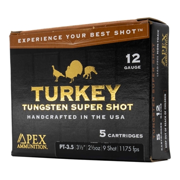 Picture of Apex Ammunition Apex Turkey TSS Shotgun Ammo 12 ga. 3.5 in. 2-1/2oz #9 shot 5 rd PT35-9