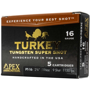 Picture of Apex Ammunition Apex Turkey TSS Shotgun Ammo 16 ga. 2-3/4 in.1-5/8oz #9 shot 5 rd PT16-9