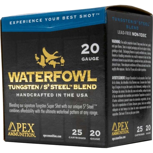 Picture of Apex Ammunition Apex Waterfowl TSS/S3 Steel Blend Shotgun Ammo 20 ga. 3 in. 1 1/8 oz. #2 & #7.5 25 rd. WS20-275