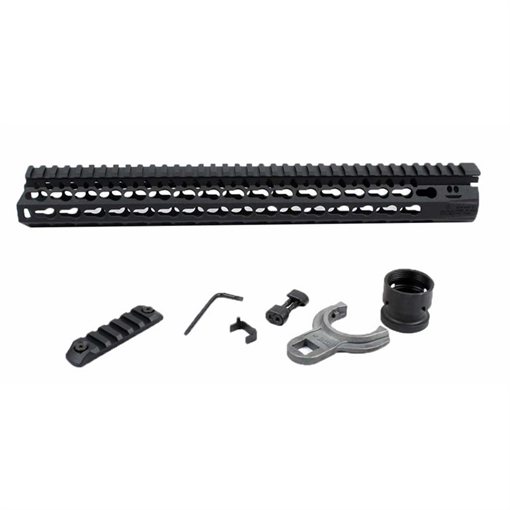 Picture of Bravo Company 17" ALPHA Keymod Rail, Fits AR Rifles, Aluminum Alloy, Includes BCM KeyMod Sling Mount and a BCM KeyMod Nylon Rail, Black BCM-KMR-A17-556-BLK