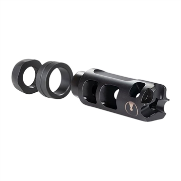 Picture of Ultradyne USA Pulse Compensator Muzzle Brake with Timing Nut, AR, 223/556, 1/2"-28 Thread, .750" Outside Diameter, 416 SS, Black Nitride Finish UD11160