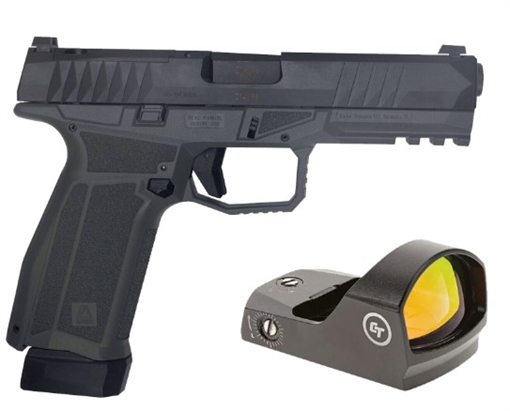 Picture of AREX DELTA L OR 9MM 1X17RD MAG 1X 17+2 MAG SERIALIZED TRIGGER ASSEMBLY INTERCHANGEABLE FRAME AND BACKSTRAPS AMBI MAGAZINE RELEASE AND SLIDE RELEASE 5X OPTICS PLATES GREY WITH CRIMSON TRACE RED DOT 197892019514