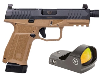Picture of AREX DELTA M TACTICAL 9MM 1X15RD MAG 1X 15+2 MAG 12 X 28IN THREADED BARREL SERIALIZED TRIGGER ASSEMBLY INTERCHANGEABLE FRAME AND BACKSTRAPS SUPPRESSOR HEIGHT SIGHTS 5X OPTICS PLATES FDE WITH CRIMSON TRACE RED DOT 197892019538