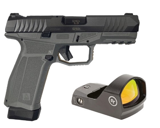 Picture of AREX DELTA X OR 9MM 1X17RD MAG 1X 17+2 MAG SERIALIZED TRIGGER ASSEMBLY INTERCHANGEABLE FRAME AND BACKSTRAPS AMBI MAGAZINE RELEASE AND SLIDE RELEASE 5X OPTICS PLATES GREY WITH CRIMSON TRACE RED DOT 197892019484