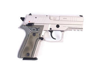 Picture of Arex Rex Zero 1CP-06G1 Silver with Hogue Checkered Green Grips 9mm 15 Round Pistol REXZERO1CP-06G1