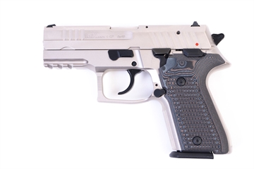 Picture of Arex Rex Zero 1CP-06GR1 Silver with Hogue Piranha Black Grey Grips 9mm 15 Round Pistol REXZERO1CP-06GR1