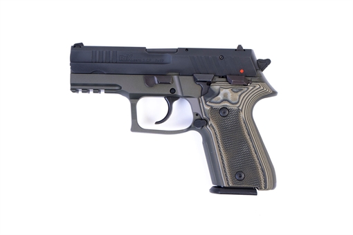 Picture of Arex Rex Zero 1CP-07G1 Green with Hogue Checkered Green Grips 9mm 15 Round Pistol REXZERO1CP-07G1