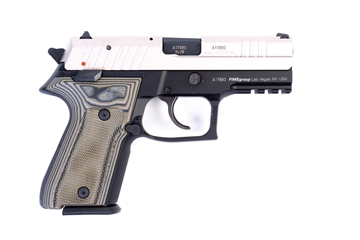 Picture of Arex Rex Zero 1CP-08G1 Silver with Hogue Checkered Green Grips 9mm Semi-Automatic 15 Round Pistol REXZERO1CP-08G1