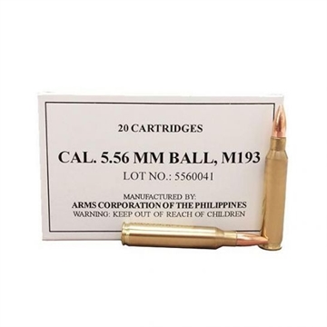 Picture of Armscor Precision M193 5.56x45mmNATO 55gr Full Metal Jacket 20 Per Box/50 Case 50174