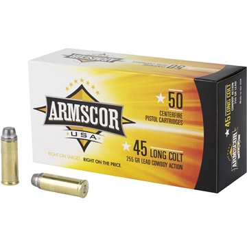 Picture of Armscor .45 Long Colt Pistol Ammo - 255 Grain Lead Round Nose 50rd Box FAC45LC-1N