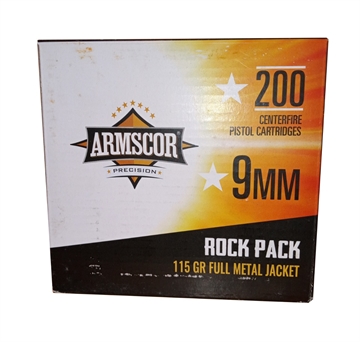 Picture of Armscor 9mm Pistol Ammo - 115 Grain | Full Metal Jacket | Rock Pack | 1000rd Case (5 Boxes) 50044