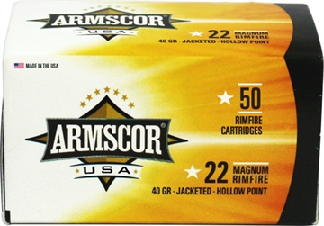 Picture of ARMSCOR AMMO 22WMR 40GR JHP 1838FPS 50RD 100BX/CS 50157