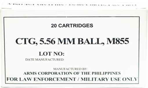 Picture of Armscor 5.56 NATO Rifle Ammo - 62 Grain | Full Metal Jacket M855 Copper | 20rd Box 50173