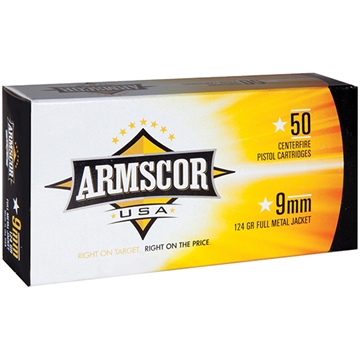 Picture of Armscor USA 9mmLuger 124gr Full Metal Jacket 50 Per Box/20 Case FAC94