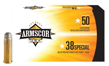 Picture of Armscor .38 Special Pistol Ammo - 158 Grain Round Nose Flat Point Lead 50rd Box FAC38-5N FAC385N