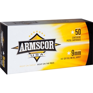Picture of Armscor Armscor Range Pistol Ammo 9mm 147 gr. FMJ 50 rd. FAC9-5