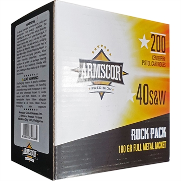 Picture of Armscor Armscor Range Rock Pack Pistol Ammo 40 S&W 180 gr. FMJ 200 rd. 50083