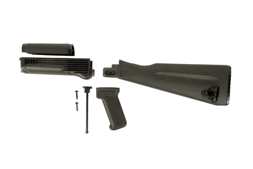 Picture of Arsenal 4 Piece OD Green Warsaw Length Mil Spec Buttstock Set for Stamped Receivers with Hardware AKGSW-K