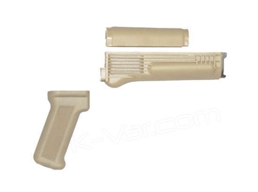 Picture of Arsenal Desert Sand Handguard Set with Stainless Steel Heat Shield and Pistol Grip for Stamped Receivers AK-403DS