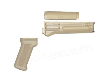 Picture of Arsenal Desert Sand Handguard Set with Stainless Steel Heat Shield and Pistol Grip for Stamped Receivers AK-403DS