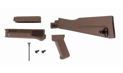 Picture of Arsenal FDE Left Side Folding Warsaw Length Stock Set for Stamped Receivers with Hardware AKFDESW-K
