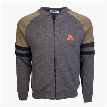 Picture of Arsenal Medium Gray / Khaki Cotton-Poly Standard Fit Classic Crew Zip-Up Jacket ARS-J1-GRKH-M