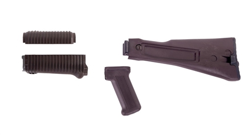 Picture of Arsenal Plum Polymer Left-Side Folding Buttstock Set with Stainless Steel Heat Shield and Pistol Grip for Krinkov Stamped Receivers KR-USFP