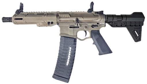 Picture of ATI ALPHA MAXX FDE 5.56 7.5" PISTOL W/7" POLY MLOK HANGUARD F/U SIGHTS W/BRACE 60RD GAX5567MLCFDE