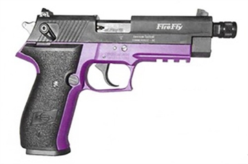 Picture of GSG FireFly 22 LR 10+1 4.90" Black Threaded Barrel & Serrated Slide, Purple Zinc Alloy w/Accessory Rail Frame, Black Polymer Grip GERG2210TFFL