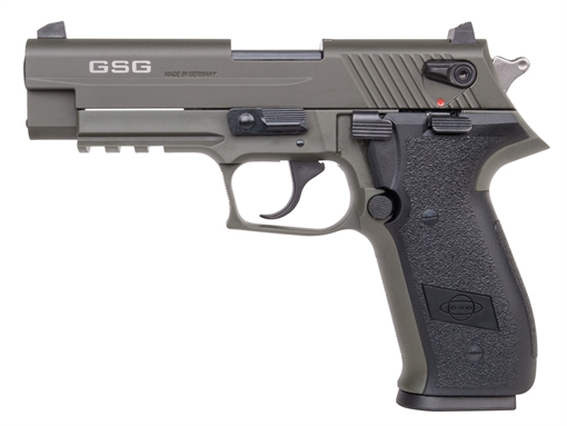 Picture of GSG FireFly 22 LR 10+1 4" Green Steel Barrel, Serrated Slide, Zinc Alloy w/Accessory Rail Frame, Black Polymer Grip GERG2210FFG