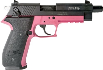 Picture of GSG FireFly 22 LR 10+1 4.90" Black Steel/Threaded Barrel & Serrated Slide, Pink Zinc Alloy w/Beavertail Frame, Black Polymer Grip GERG2210TFFP