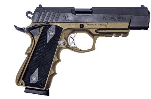 Picture of ATI GFXH45MCFDE FXH-45 Moxie 45 ACP 8+1 4.25" Black Nitride Steel Barrel, Serrated Steel Slide, Flat Dark Earth Polymer Frame w/Beavertail & Picatinny Rail, Black Polymer Grip GFXH45MCFDE ATIGFXH45MCFDE