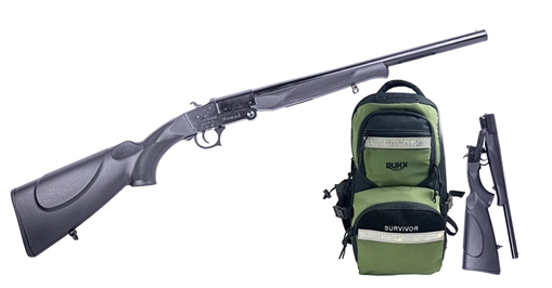 Picture of ATI NOMAD SGS 410GA SINGLE SHOT SHOTGUN 18" BBL 3" CHAMBER GREEN RUKX GEAR SURVIVOR BACKPACK ATIG410NMDSURG