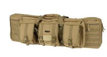 Picture of Rukx Gear ATICT42DBT Tactical Double Gun Case 42" Water Resistant Tan 600D Polyester w/ Non-Rust Zippers Reinforced Velcro & Adjustable Back Straps ATICT42DGT