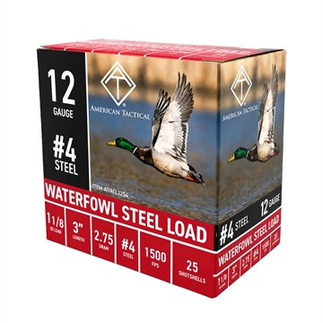 Picture of ATI WATERFOWL LOAD 12GA AMO #4 STEEL 1 1/8 OZ 2.75 DRAM 3" 250/CASE 1500 FPS ATIACL12S4C