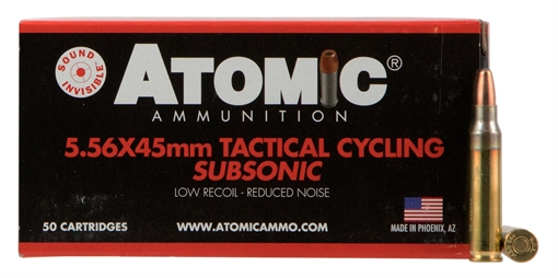 Picture of Atomic Ammunition Rifle Subsonic 5.56x45mmNATO 112gr Soft Point Round Nose 50 Per Box/10 Case 00408