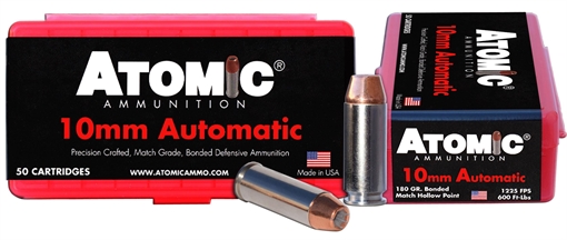 Picture of Atomic Ammunition Pistol Precision Craft 10mmAuto 180gr Bonded Match Hollow Point 50 Per Box/10 Case 00432