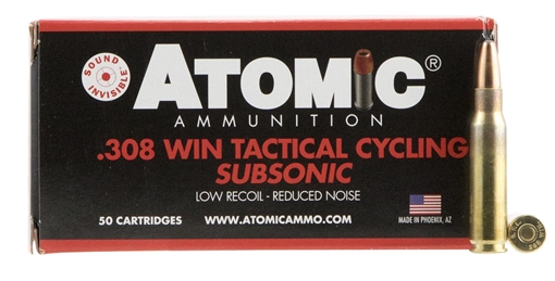 Picture of Atomic Ammunition Rifle Subsonic 308 Win 260 gr Soft Point Round Nose 50 Per Box/ 10 Case 00472