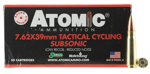 Picture of Atomic Ammunition Rifle Subsonic 7.62x39mm 220gr Hollow Point Boat Tail 50 Per Box/10 Case 00474