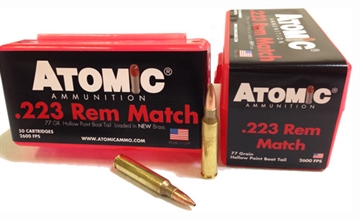 Picture of Atomic Ammunition Rifle Match 223Rem 77gr Hollow Point Boat Tail 50 Per Box/10 Case 00427