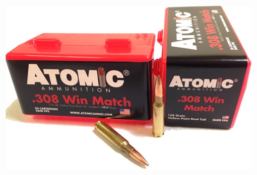 Picture of Atomic Ammunition Rifle Match 308Win 168gr Hollow Point Boat Tail 50 Per Box/10 Case 00426