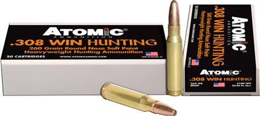 Picture of ATOMIC AMMUNITION 308 WIN 260GR RN SP 20RD 10BX/CS 00481