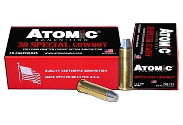 Picture of Atomic Ammunition 00 Cowboy Action Precision Craft 38Special 125gr Lead Round Nose Flat Point 50 Per Box/10 Case 00 451