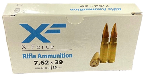 Picture of ATS X-FORCE BRASS CASE AMO 7.62X39 124GR FMJ 20RD BOX (27 BOX CASE) ATSA3XFMK21EA