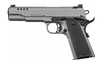 Picture of Auto-Ordnance 1911 A1 45 ACP 7+1 5" Savage Silver Cerakoate, Serrated/Ported Slide, Black Rubber Grips, TruGlo Night Sights 1911TCAC6N