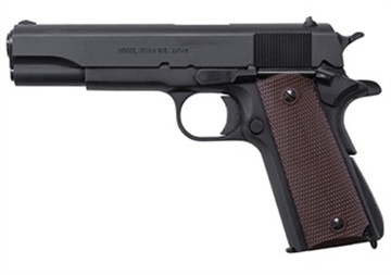 Picture of Auto Ordnance 1911, Semi-automatic, Metal Frame Pistol, Full Size, 45ACP, 5" Barrel, Steel, Matte Finish, Black, Plastic Grips, 7 Rounds, 1 Magazine, GI Specs 1911BKO