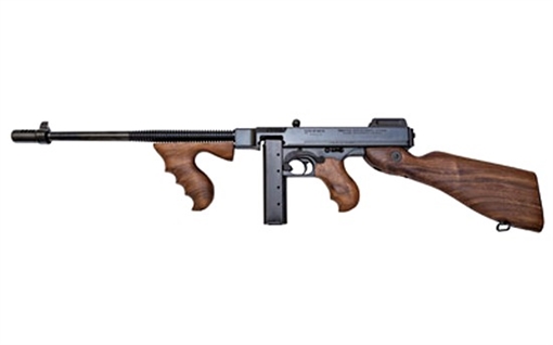 Picture of Thompson 1927A-1 Deluxe 45 ACP Caliber with 16.50" Barrel, 20+1 Capacity (Stick), Blued Metal Finish, American Walnut Stock Wood Grip Fixed Compensator Right Hand T114