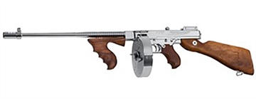 Picture of Thompson 1927A-1 Deluxe Carbine 45 ACP Caliber with 18" Barrel, 20+1 Capacity (Stick), 50+1 Capacity (Drum), Hard-Chrome Plated Metal Finish, American Walnut Stock Wood Grip Right Hand TI50DCR