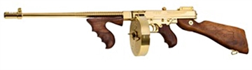 Picture of Thompson 1927A-1 Deluxe 45 ACP Caliber with 16.50" Barrel, 20+1 Capacity (Stick), 50+1 Capacity (Drum), Titanium Gold Metal Finish, American Walnut Stock Wood Grip Right Hand T150DTG